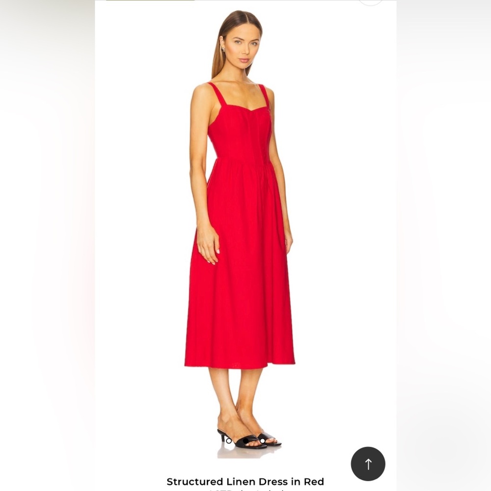Astr  Red corset top linen dress
